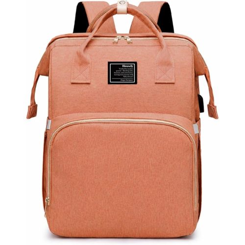 houscly Diaper Bag Backpack with Changing Station, 25L Large Capacity | Multifunction baby bag, baby registry search, baby girl newborn essentials must haves, baby shower gifts, Peach Pink