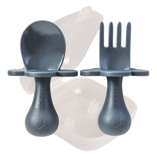Grabease Baby and Toddler Self-Feeding Utensils, Color: Gray, Size: 3 pc