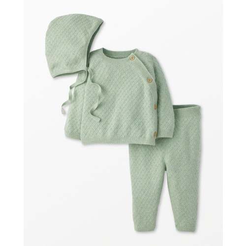 Hanna Andersson 3-Piece Baby Sweater Set - Seafoam - 3 to 6 Months