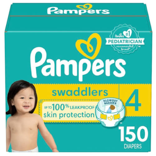 Pampers Swaddlers Baby Diapers Size 4, 144 Count (Select for More Options)