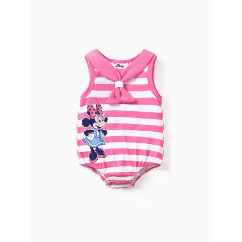 Disney Mickey and Friends Baby Boy/Girl 1pc Naia™ Navy Collar Striped Sleeveless Romper Only $16.99 PatPat US Mobile