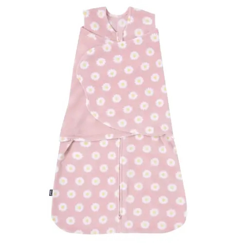 HALO Micro-Fleece Sleepsack Swaddle, 3-Way Adjustable Swaddle Blanket, TOG 3.0, Daisy, Newborn, 0-3 Months