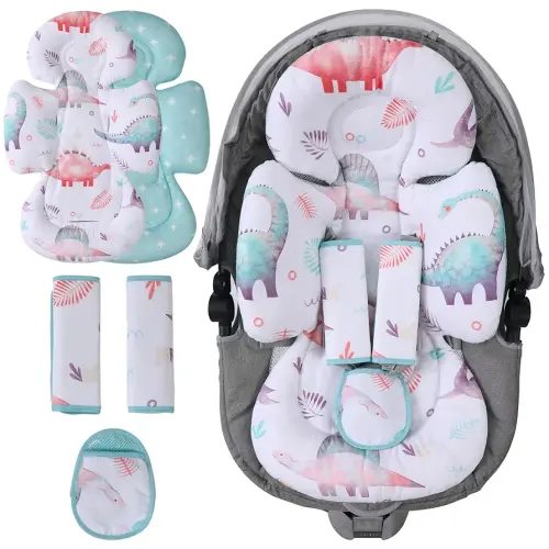 Infant Car Seat Insert, 2-in-1 Head & Body Carseat Support for Baby Newborn Toddler with Strap Covers, Reversible Ultra-Soft Cushion for Baby Carseat, Stroller, Swing & Bouncer​