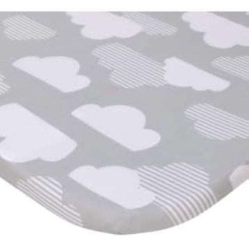 NoJo Skip Hop Cozy-Up 2-in-1 Bedside Sleeper Grey and White Clouds 100% Cotton Fitted Bassinet Sheet