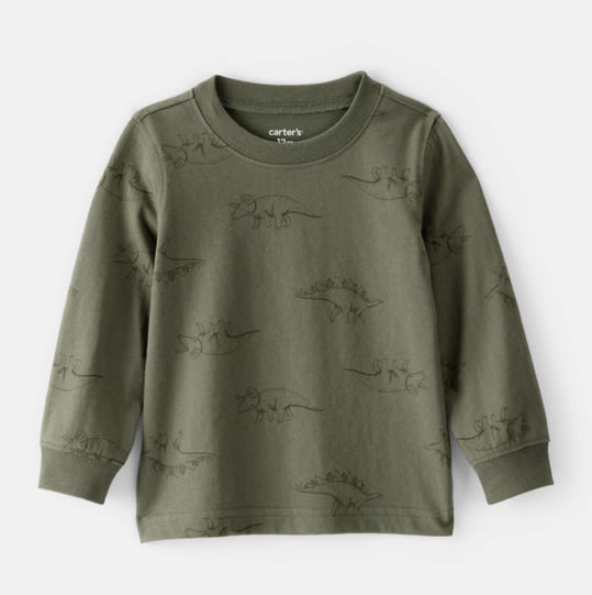 Baby Boy Dinosaur Print Long-Sleeve Tee - Green | Carter's