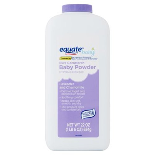 Equate Baby Pure Cornstarch Baby Powder with Lavender and Chamomile, 22 oz