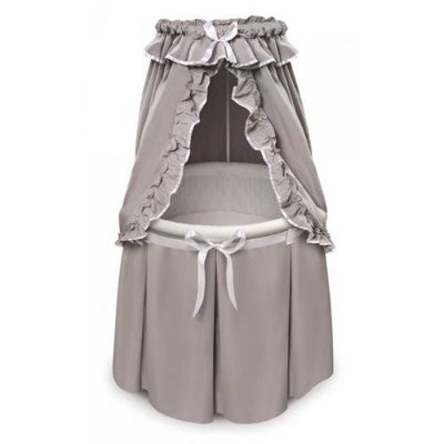 Badger Basket Empress Round Baby Bassinet with Canopy - Gray/White