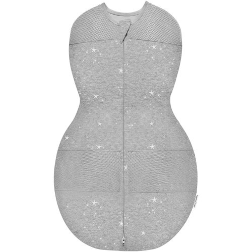 Happiest Baby Sleepea 5-Second Swaddle - 100% Organic Cotton Baby Swaddle Blanket - Doctor Designed Promotes Healthy Hip Development - Prevents Accidentally Scratching Face (Graphite Stars, Large)