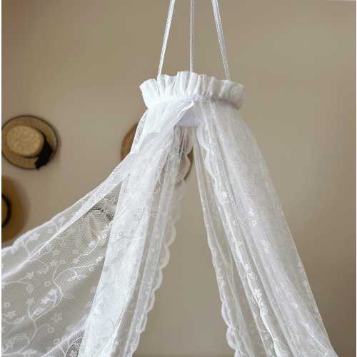 Simple Canopy girl room decor Baby nursery mobile Lace Canopy decor Princess room decor mobile white lace hanging canopy romantic room decor