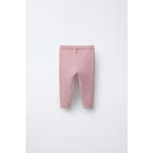 BUTTON RIBBED LEGGINGS - Pink | ZARA