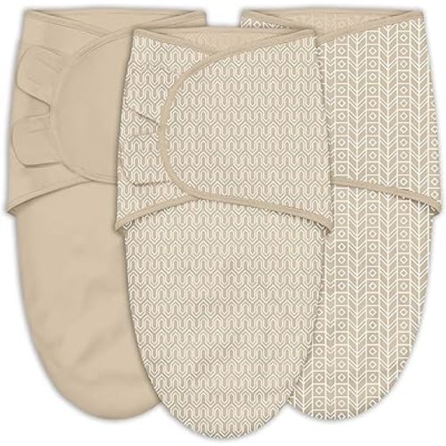 SWEET DOLPHIN 3-Pack Baby Swaddle Sleep Sacks - Newborn Swaddle Blanket with Soft Cotton - Ergonomic Wrap for Boys and Girls, 0-3 Months, Brown