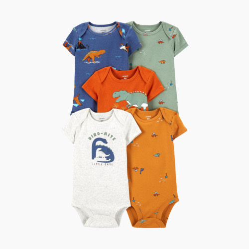 Carter's 5-Pack Short-Sleeve Bodysuits - Assorted Blue/Orange, 3-6 M