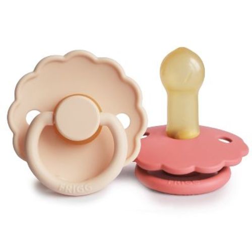 FRIGG Daisy Natural Rubber Pacifier 2-Pack Pink Cream/Poppy 6-18 months