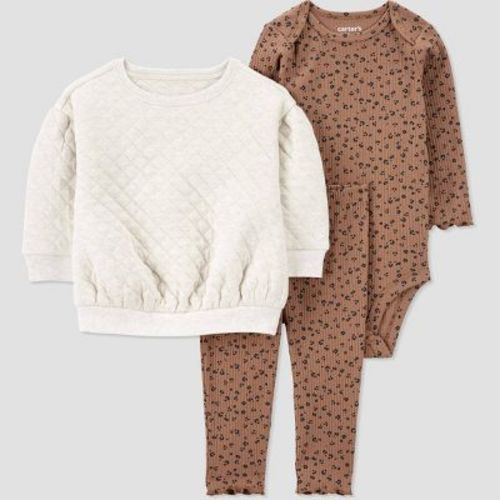 Carter's Just One You®️ Baby Girls' 3pc Cheetah Top & Bottom Set - Brown 6m
