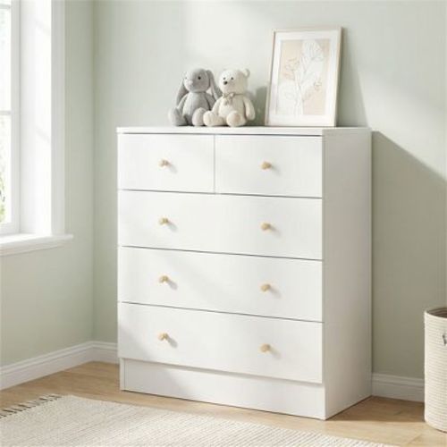 CIPACHO Modern Simple 5-Drawer White Dresser Nightstand