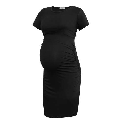 Smallshow Women's Short Sleeve Maternity Dress Clothes Ruched Pregnancy Bodycon Dress