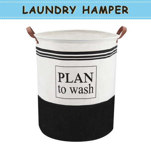 Howarmer Large Laundry Hamper, Round Waterproof Laundry Baskets with Handles, Collapsible Canvas Basket for s Room, Organizer, Home Decor, Hamper, Clothes Hamper, Plan to Wash
