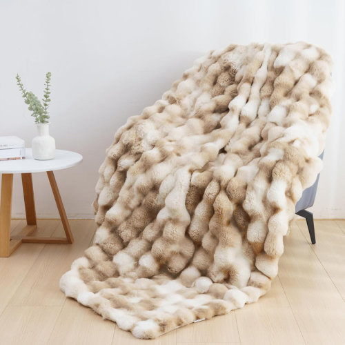 Home Soft Things Cozy Warm Luxury Faux Fur Rabbit Throw Blanket, Knitted Soft Thick Furry Cute Plush Reversible Blanket for Sofa, Living Room, Bedroom - Suitable for Winter & Spring & Holiday Gift Ideas & Reviews | Wayfair