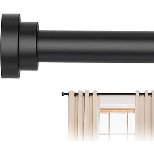 Curtain Rods for Windows 48 to 84,5/8 Inch Black Heavy Duty Metal Curtain Rods Set - Rustic Decorative Drapery Rods with Brackets for Farmhouse, Bedroom