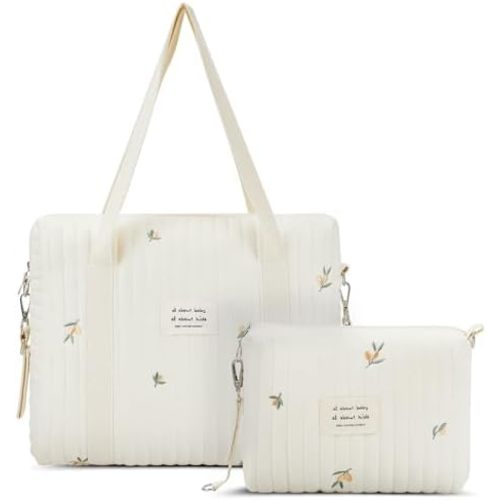 Paterr 2 Pcs Diaper Bag Tote for Women Multifunction Multisize Maternity Bag Quilted Cotton Cute Diaper Bag