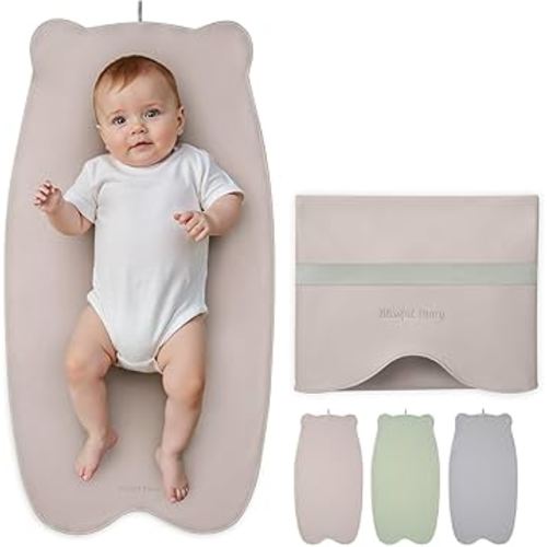 Blissful Diary Vegan Leather Portable Changing Pad, Wipeable & Waterproof Baby Change Mat in Diaper Bag, Travel Essential & Registry Gift, Taupe