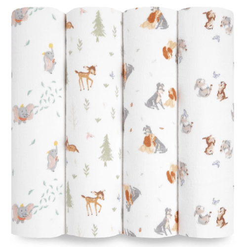 Disney + Friends Essentials Cotton Muslin Swaddle 4-Pack | aden + anais