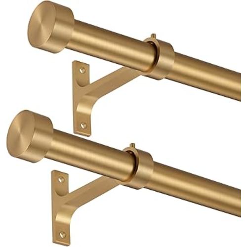 Amazon.com: 2-Pack Curtain Rod for Windows 16-28",Adjustable Window Curtain Rods with Premium Aluminum End Cap Finials and Full Surround Brackets,3/4"(0.062Feet) DiameterWarm Gold Drapery Rods for Curtains : Home & Kitchen