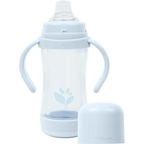 green sprouts® Glass & Sprout Ware® Sip & Straw 5oz., 6mo+, Plant-Plastic, Platinum-Cured Silicone, Dishwasher Safe, Grows with Baby, Tested for Hormones, 5oz, Light Blueberry