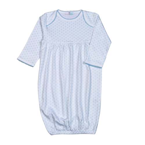 BDG-619 BLUE DOTS PIMA GOWN BLUE TRIM