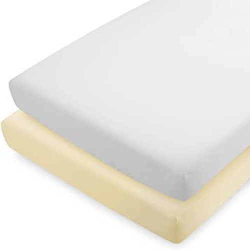 Bare Home 2-Pack Fitted Crib Sheets - Premium 1800 Ultra-Soft Microfiber - Breathable - Baby Sheet - for Boys & Girls - Fits Standard Crib and Toddler Mattresses (Crib, Morning Sun/Cloud Grey)