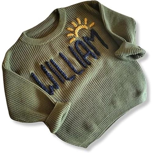 Personalized Baby Sweater, Hand Embroidered Knit Name Sweater for Kids,Custom Knit Infant Jumper, Personalized Baby Gifts, Custom Baby Christmas Sweater, Chunky Baby Oversized Sweater