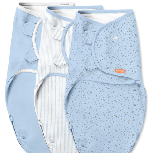 SwaddleMe by Ingenuity Original Swaddle with Easy-Change, 100% Cotton, Improves Sleep & Calms Startle Reflex, 0-3 Months, 3-Pack - Shooting Stars