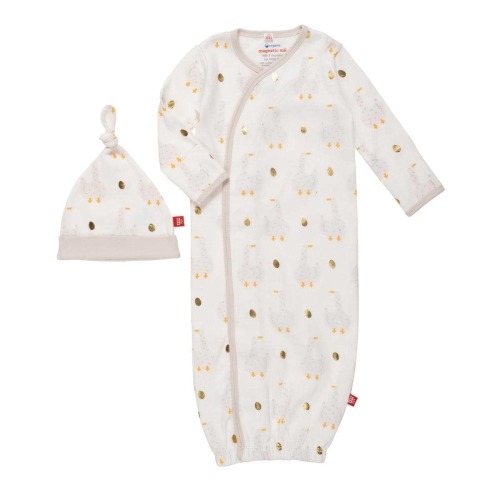 Mummy Goose Organic Cotton Magnetic Gown with Hat Set NB-3M