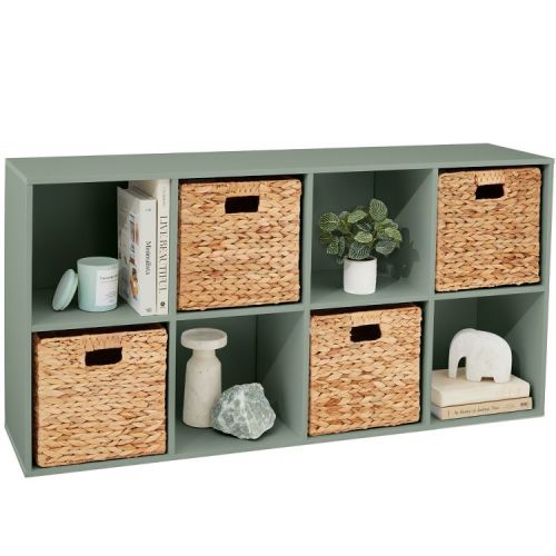 Best Choice Products 8-Cube Bookshelf, 11in Display Storage System, Organizer w/ Removable Back Panels - Sage