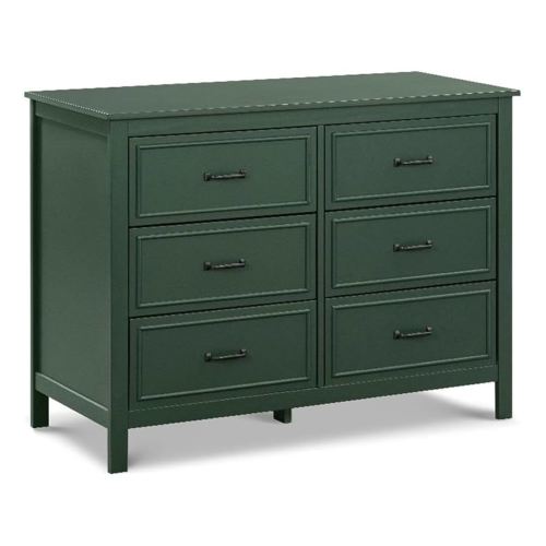 DaVinci Charlie 6-Drawer Baby Dresser - Wooden Double Chest of Drawers for Kids, Boys and Girls - Multi-Purpose Storage for Bedroom, Nursery, Living Room & Hallway, Easy to Assemble - Forest Green