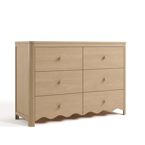 Storkcraft Casablanca 6 Drawer Dresser (Driftwood) – GREENGUARD Gold Certified, Sturdy Dresser for Nursery Bedroom with Spacious Storage, Interlocking Drawer System, Pre-Installed Tracks