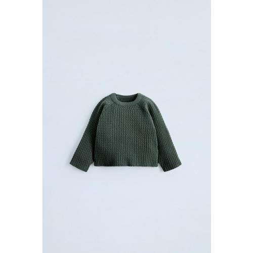 CABLE KNIT SWEATER - Dark green | ZARA United States