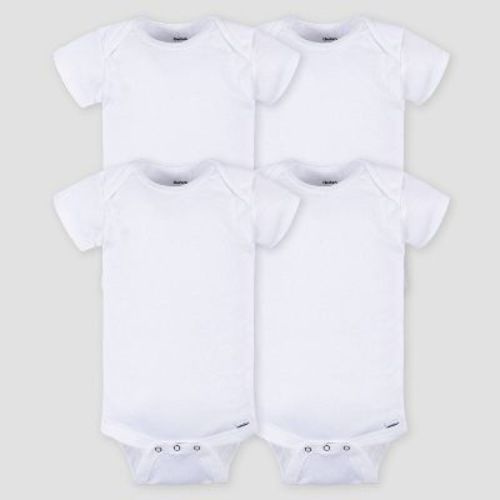 Gerber Baby 4pk Short Sleeve Onesies - White 0-3m