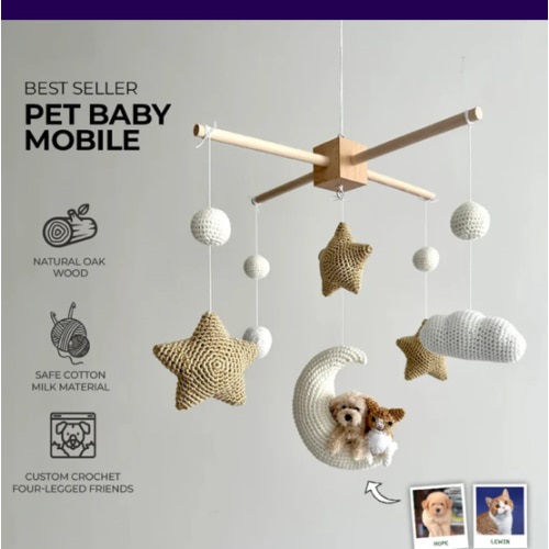 MY DOLLFY Pet Moon Brown | Custom Crochet Pet Nursery Baby Mobile – My Dollfy