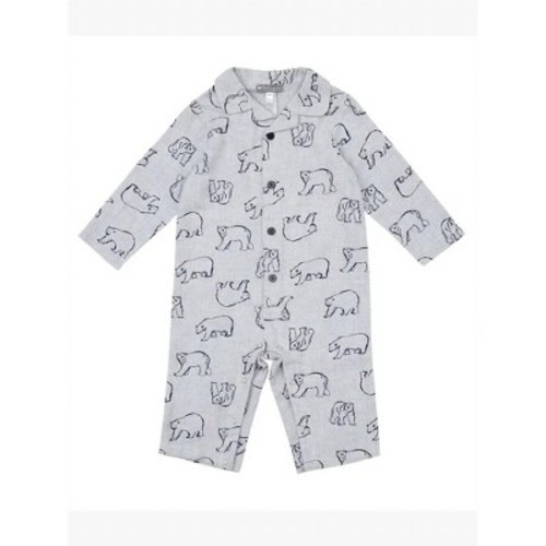 Boy's Kids' Bear Flannel Romper - Petit Confection 3m
