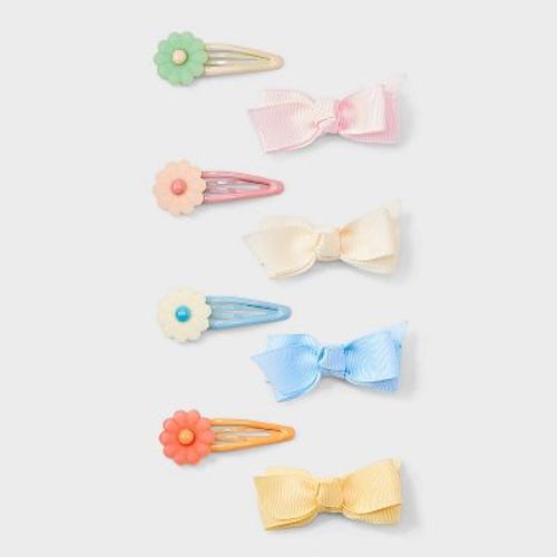 Girls' 8pk Bow/Clips - Cat & Jack™: Solid Headbands, Recycled Polyester, All Hair Types