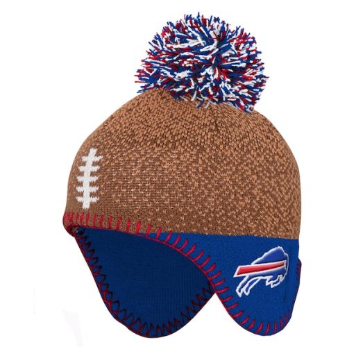 Preschool Buffalo Bills Brown Football Head Knit Hat with Pom