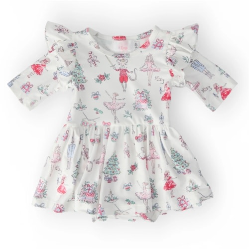 Clara's Christmas Twirl Flutter Bodysuit | Mila & Rose