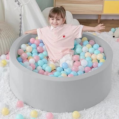 Foam Ball Pit, 35.4"x 11.8" Ball Pits for Toddlers, Soft Round Kiddie Baby Playpen Ball Pool for Kids, Ideal Gift for Babies Indoor and Outdoor Game, Balls not Included (Grey)