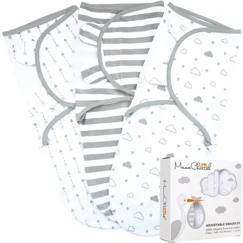 Baby Swaddle Sack, Organic Swaddle Blanket, Newborn Swaddle Sleep Sacks, Adjustable Infant Swaddle Wrap, Easy Swaddles for Boy Girl 0-3 Month, Baby Essentials, Nursery Swaddling, 3-Pack, Grey