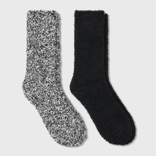 Women's Marled 2pk Cozy Crew Socks - Auden™ Turquoise/Taupe 4-10: Lightweight Knit, Tagless Design