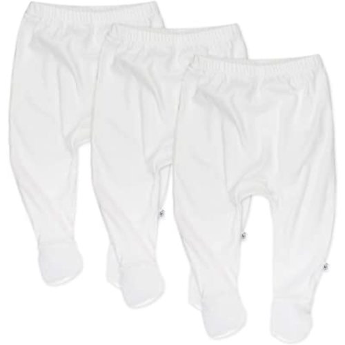 HonestBaby 3-Pack Footed Pants Roomy Fit Pull on Bottoms 100% Organic Cotton for Infant Baby Boys, Girls, Unisex