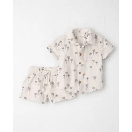 Baby Boy 2-Piece Organic Cotton Gauze Top & Short Set in Palm Trees 6 MONTHS *for summer*