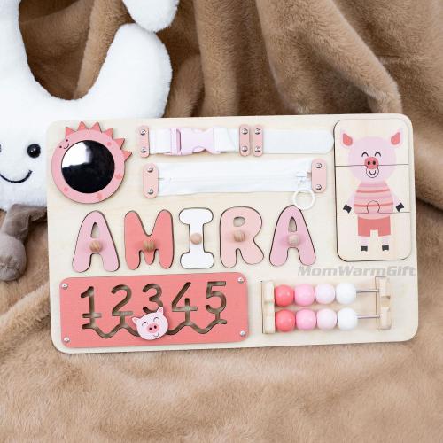 Personalized Wooden Name Puzzle: Busy Board, Children's Gift