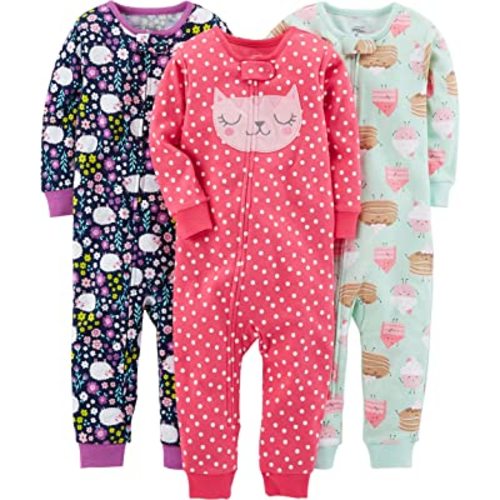 Simple Joys by Carter's Girls' 3-Pack Snug Fit Footless Cotton Pajamas